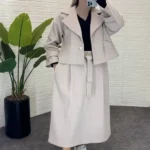 کت دامن فوتر جناقی کرم روشن