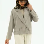 کت دو دکمه جیب دار طوسی