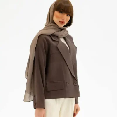 کت دو دکمه جیب دار قهوه ایی