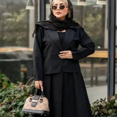 کت و دامن دخترانه 2 دکمه مشکی