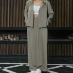 کت و شلوار دخترانه شیک طوسی